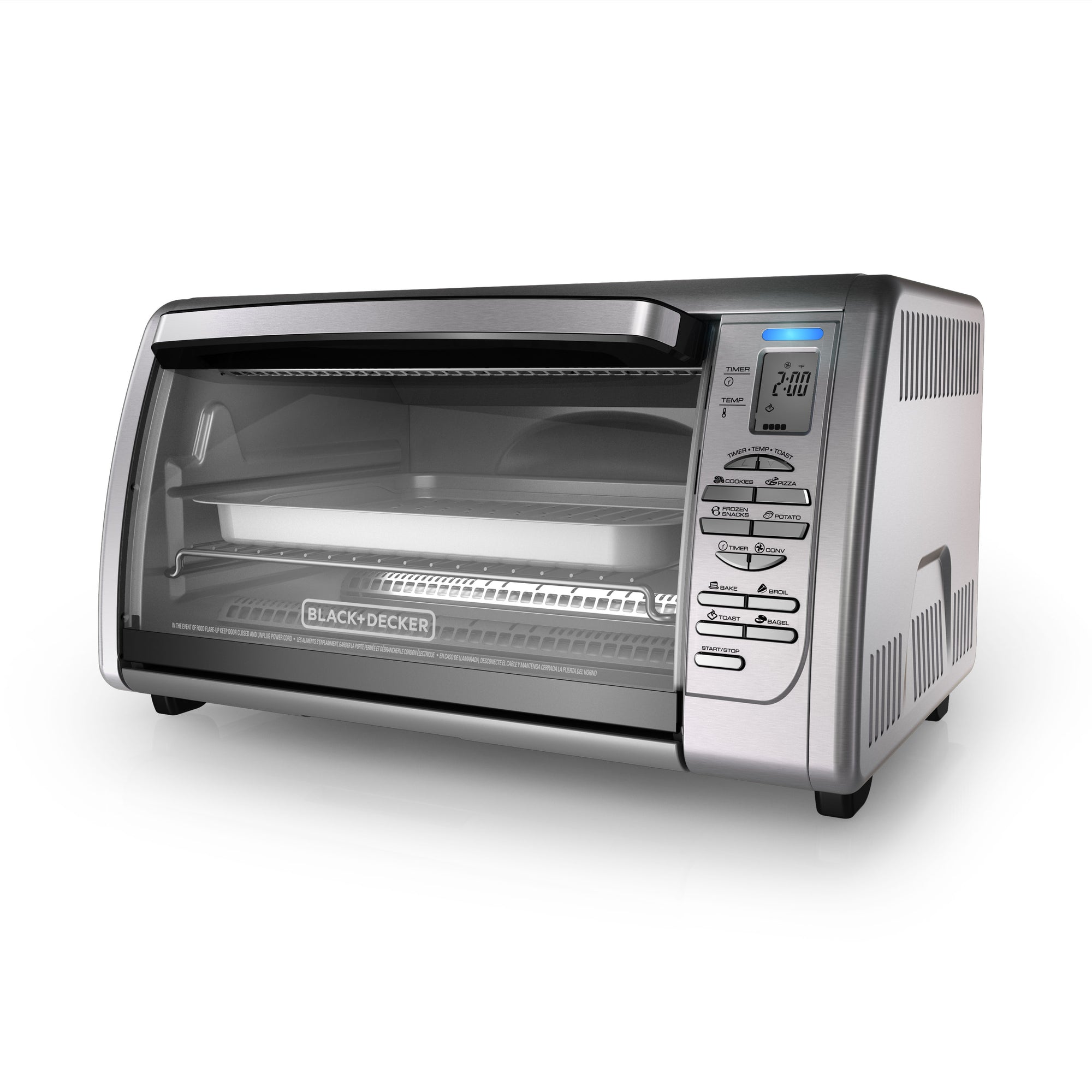 BLACK+DECKER CTO6335S digital convection countertop toaster oven with single glass door and front preset controls