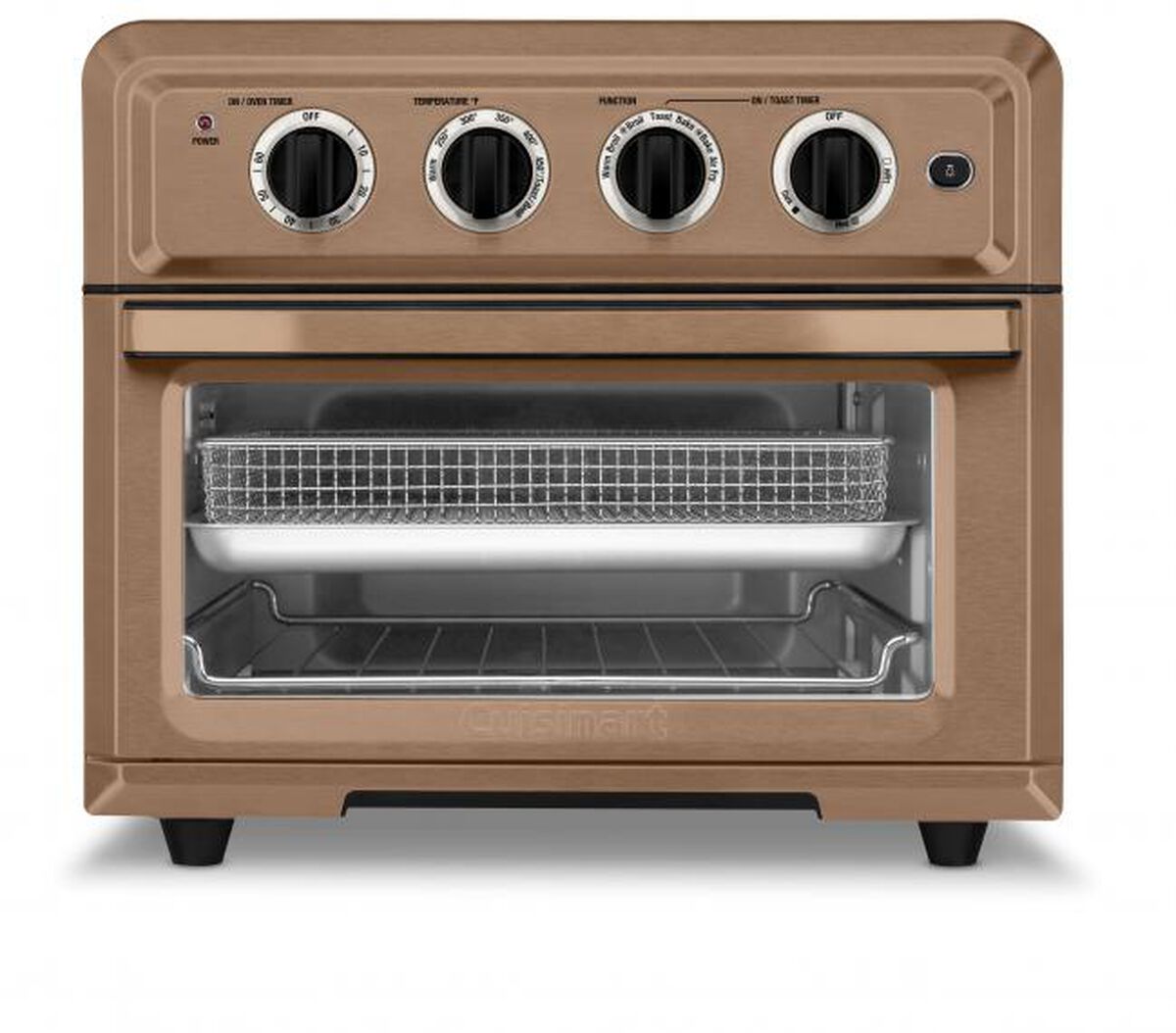 Front view of the copper Cuisinart TOA-60CS AirFryer Toaster Oven, exact-model manufacturer image