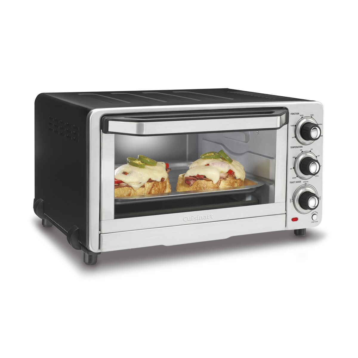 Cuisinart TOB-40NNAS Custom Classic toaster oven broiler, stainless front, three rotary controls and single cooking cavity, exact manufacturer product image