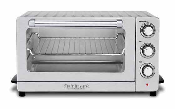 Cuisinart TOB-60N2 single-cavity convection toaster oven with three rotary dials, shown in the exact model's official instruction booklet