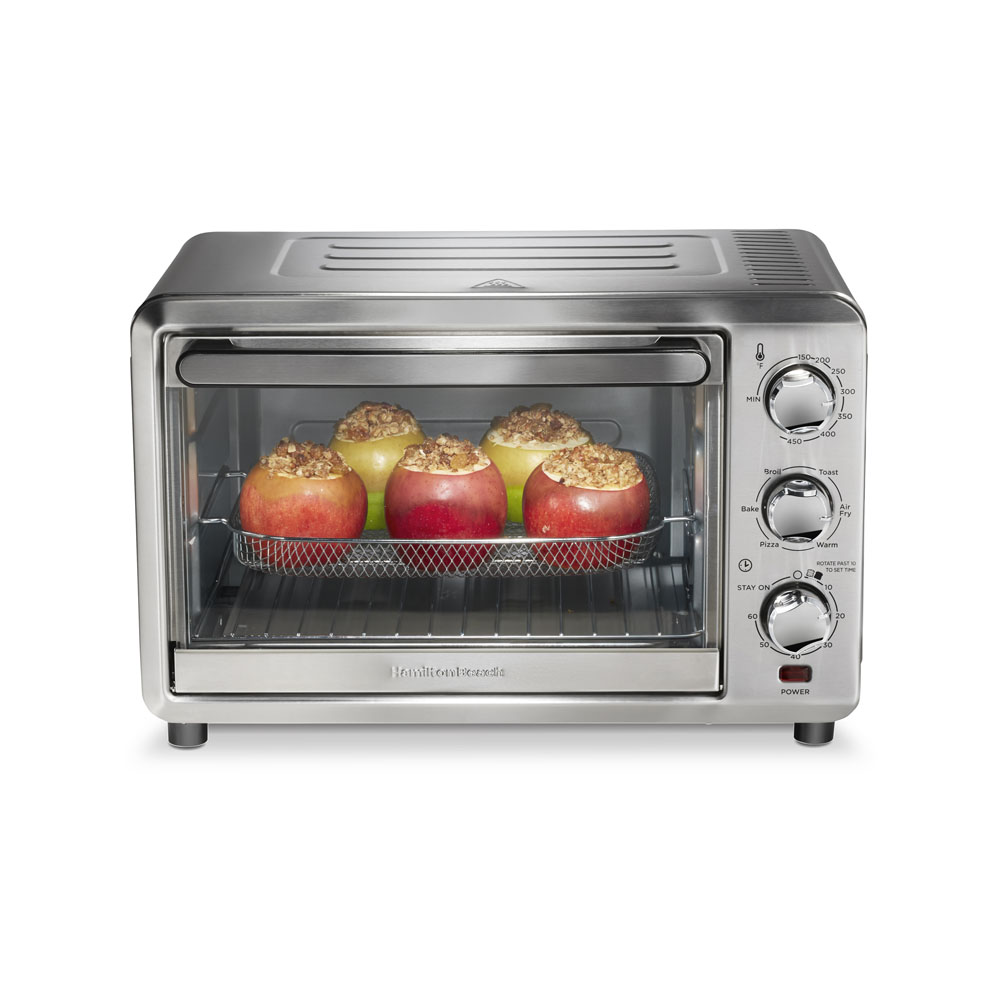 Hamilton Beach 31466J toaster oven with one horizontal cavity, glass door, three front dials and air-fry basket