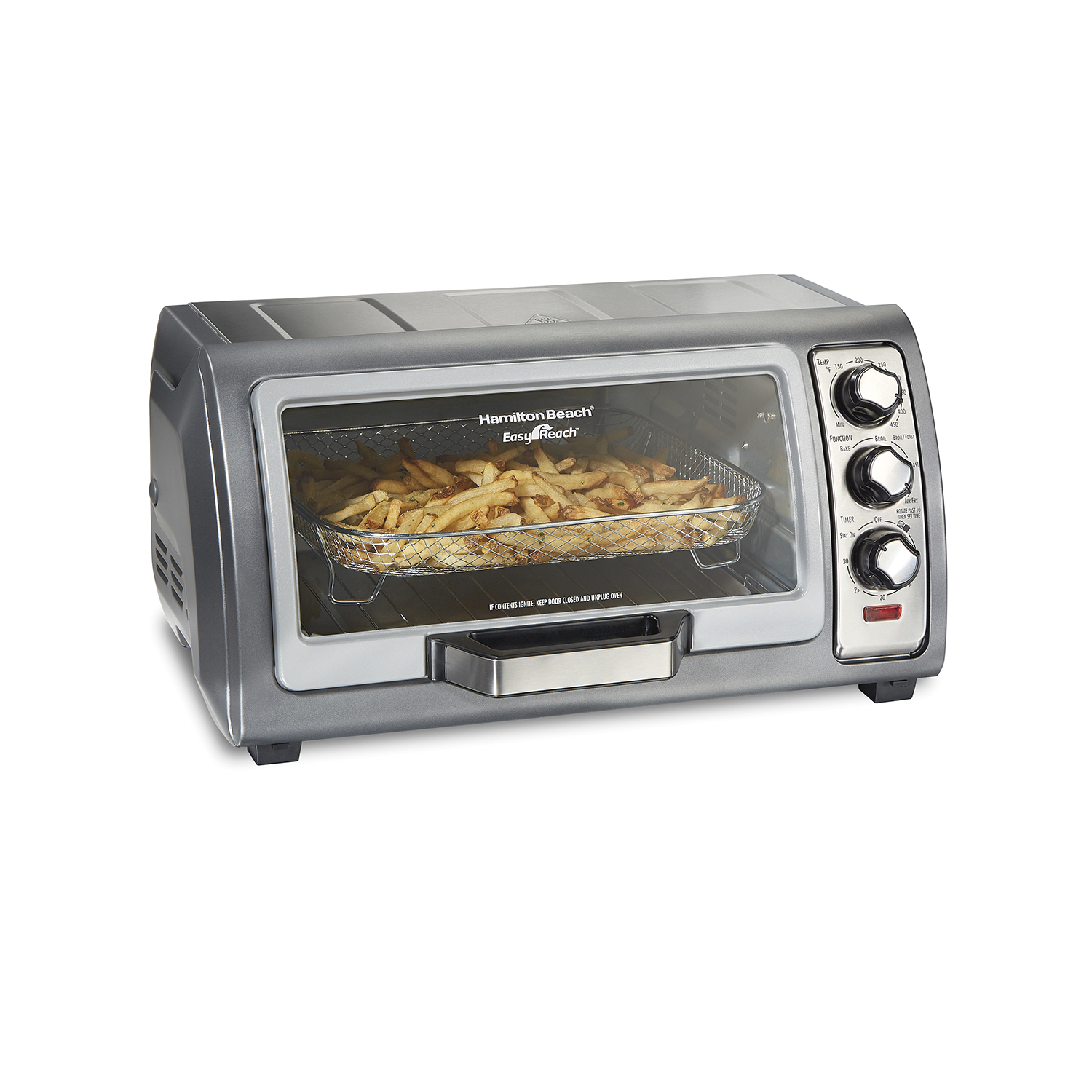 Hamilton Beach 31523J Sure-Crisp Air Fryer Toaster Oven with Easy Reach roll-top door, three dials and air-fry basket